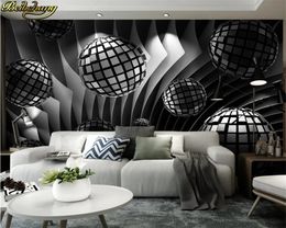 beibehang Custom 3d wallpaper mural 3d three-dimensional round sphere to expand space modern minimalist TV background wall paper