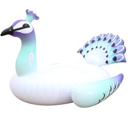 150cm colorful inflatable peacock mattress adult girl women water floating toy giant swan flamingo swim ring tubes swimming pool lounge raft