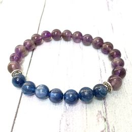 MG0603 Top Grade Blue Kyanite Bracelet High Quality Purple Crystal Amethyst Beaded Bracelet Natural Gem stone Handmade Bracelet