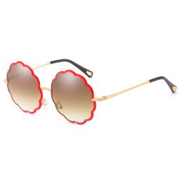 Brand Petite Flower high-end Round flower box Sunglasses Gold Brown gradient Sonnenbrille designer brand ladies sunglasses glasses 2019