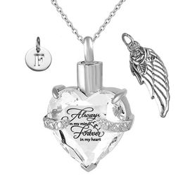 Mama Angel Wing Urn Necklace Heart Cremation Birthstone Crystal Memorial Keepsake with Funnel Kit,I was Her Angel Now Shes Mine