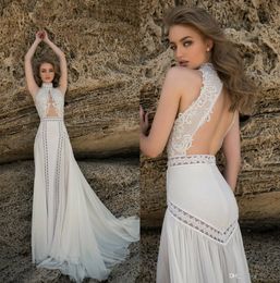 Vino High Julie Neck Dresses Bohemia Sexy Lace Appliqued Bridal Gowns A Line Beach Wedding Dress