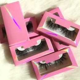 3D mink eyelash 25mm 100% hand make thick black band lashes with new pink lash packaging FDshine