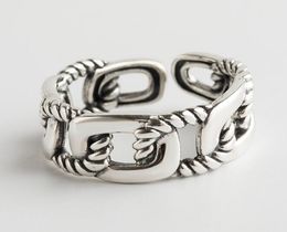 s925 sterling silver ring girls opening simple hemp rope temperament silver finger ring trend silver jewelry