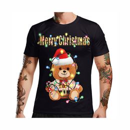 Fashion 3D t shirts print Christmas Men's Womens tshirt Anime Short Sleeve Tees O-neck Tops cartoon tshirt 524 XMAS Gift black