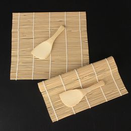 Sushi Set Bamboo Rolling Mats Sushi Rolling Roller Kitchen DIY Sushi Tool With A Rice Paddle