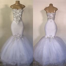 Wedding Dresses Spaghetti Strap Lace Appliques Mermaid Bridal Gowns Beads Satin Tulle Floor Length Wedding Gowns Free Shipping