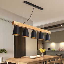 Moderne Pendelleuchten Holz-LED-Küchenbeleuchtung LED-Lampe Esszimmer Hängelampe Deckenleuchten Beleuchtungsvorrichtungen für Langer Tabelle RW109