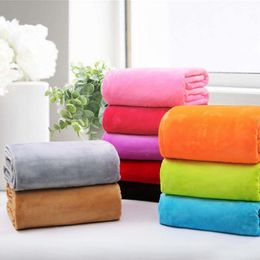 Cilected Pure Colour Coral Fleece Blanket Soft Flannel Children Adult Sofa Blanket Bedding Warm Air Conditioning 50x70CM