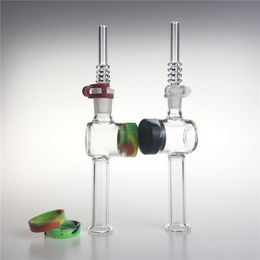 New 10mm 14mm Glass Nectar Collectors Kit with Hookah 7.5 Inch 10ML Silicone Container Reclaimer Keck Clips Quartz Tip Nector Collector