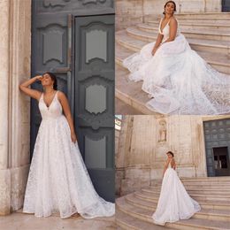 large size sexy vneck beach wedding dresses sleeveless backless sweep train appliqued lace bridal gown custom made ruched bridal dress