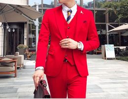 All Loved One Button Handsome Groomsmen Peak Lapel Groom Tuxedos Men Suits Wedding/Prom Best Man Blazer ( Jacket+Pants+Vest+Tie) W06