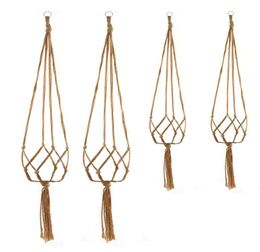 Plant Hanger Jute Rope Flower Pot Handmade Knitting Plant Holder Hanging Basket with Hook for Indoor Outdoor Home Garden Balcony Decor new