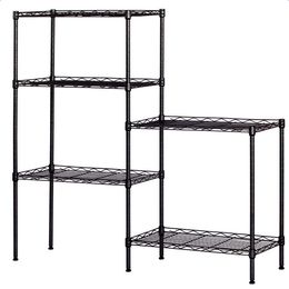 5-Shelf Regal Multifunktions-Veränderbare Montage Stand Carbon Steel Storage Rack für Küche Badezimmer Schlafzimmer - Schwarz