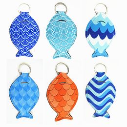 Big Fish Neoprene Keychains Chapstick Lip Balm Holder Girls Key Rings Coin Earbud Bag Sleeve Women Gifts