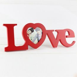 Love Shape Photo Frame Home Decor Decoration Bedroom Desk Ornament Wooden Wedding Picture Frame Casamento Gift