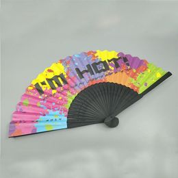 paper fold design Canada - Art Paper Fans Folded Bamboo 25 Bone Personalized Full-Print Provide Design Draft Customization Promotional Advertising Paper Fans Gift