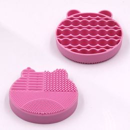 Tamax MP023 2 in 1 Silicone little bear Makeup Brush washing Cleaning Pad and Brush Drying Storage Stand Holder BRUSH RACK