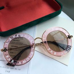 0113S Sunglasses For Women Designer Fashion 0113 Round Summer Style White Pink Frame Top Quality UV Protection Lens Come With Case