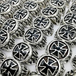 Newest 30pcs/lot Crusader Knight cross ring Drip technology silver Plated Gothic Rock Punk Finger Rings Mens Women party charm Jewelry Gifts