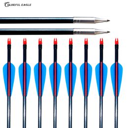 12 pcs/lot Fiber Glass Shaft Arrows 8mm Practice Archery Arrows with Points for Recurve Bow & Compound Bow Arrow Shooting