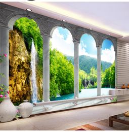 Column Arches Beautiful Landscapes Indoor TV Background Wall Decoration Mural Wallpaper