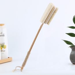 Bathing Brush Natural Bristles Luffa Sponge Body Back Skin cleaning Exfoliating Loofah Scrubber with Long Wooden Handle