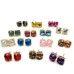 Free Shipping New Design Square Glitter Sweet Earring Stud, Party Cute Earring, Elegant Earring, Hot Selling Factory Earring Y0079