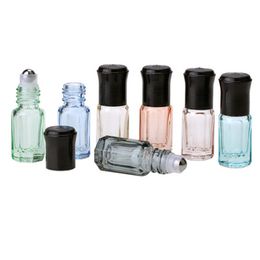 -Rolo de vidro mini vazio 3ml em garrafas para os recipientes do desodorante do perfume dos óleos essenciais com tampa preta