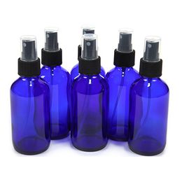 Thick 30ml 1Oz Cobalt Blue Fine Mist Atomizer Glass bottle Spray Refillable Perfume Empty Bottle Glass for Aromatherapy Essential Oil