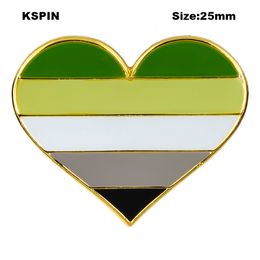 Aromantic Pride Flag heart shaped Flag Badge Clips Button for Clothes Metal Kawaii Pins in Brooches XY0635-1