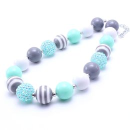 Newest Design Mint Grey Baby Kid Chunky Necklace Fashion Toddlers Girls Bubblegum Bead Chunky Necklace Jewelry Gift For Children