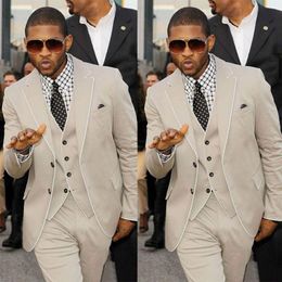 Mens Fashion Suits Wedding Tuxedos Peaked Lapel Groom Wear Formal Prom Best Man Blazer Suit 3 Pieces (Jacket+Vest+Pants)