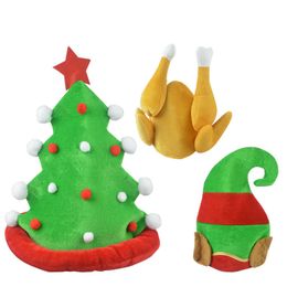 Funny Plush Turkey Hat Drumsticks Cap Green Christmas Tree Elf Hat Family Party Photo Props Thanksgiving Favor DEC439