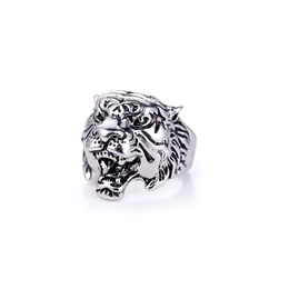 Vintage Tiger Head Finger Ring Hip Hop Style Retro Men Animal Tiger Head Ring for Gift Party Size 8-11 Wholesale