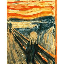 DIY Oil Painting By Numbers The Scream [Munch]50*40CM/20*16 Inch On Canvas For Home Decoration Kits [Unframed]