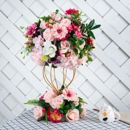 simulation table flower wedding road leads decoration props window silk flower ball wrought iron flower stand wedding decoration supplies