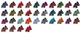 New Football Beanies 2019 Sideline 100th Patch Sport Knit Hat Pom Hats Hot 32 Teams Colour Knits Mix Match Order All Caps