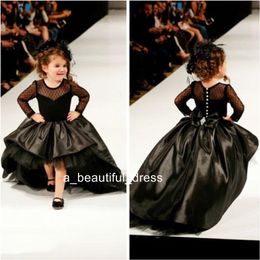 Pageant Dresses For Girls Jewel Long Sleeve Flower Girl Dresses For Toddlers Teens Kids Formal Wear Birthday Party Communion Dresses FG1321