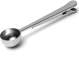 universal Heathful Cooking Tool Stainless Ground Coffee Measuring Scoop Spoon with Bag Sealing Clip Kitchen Good Helper