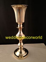 New style Modee'wrn Gold Long Stem Metal Candle Holder Tall Wedding Centerpiece Home Party decor0948