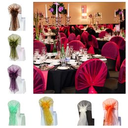 31style 65*275CM Organza Chair Cover Sashes Silk ribbon Bow Covers Wedding Wedding chair back decoration Home TextilesT2I5656