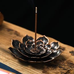 Metal Incense Burner Plate Holder Buddhism Plate Lotus Censer Coil Buddhist Temples Yoga Studies Incense Burn Line