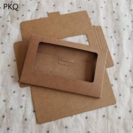 100pcs 6 sizes Retro Postcard Boxes DIY Blank Kraft Paper Packaging Box Brown Cardboard Photo Package Box Wholesale