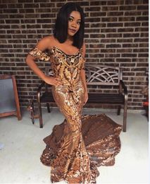 Sparkling Gold Lace Evening Dresses 2019 Prom Dress Pageant Gowns Fashion Long Black Girl Couple Day 2K19 Dubai Celebrity Occasion