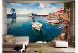 Customized 3d mural wallpaper photo wall paper Greece Corinth city port landscape 3d living room TV background mural decoration