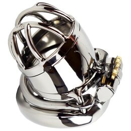 2024 Ultra-short Stainless Steel Chastity Lock Anti off Version With Spikes Ring Curved Snap Ring Sex Toys For Men Chastity Cage Best quality