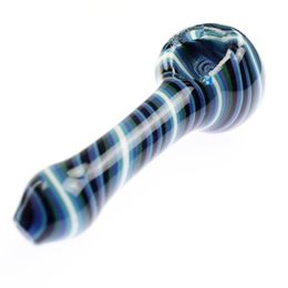 4 inch three spiral blue texture totem spoon pipe tobacco glass pipes for smoking use