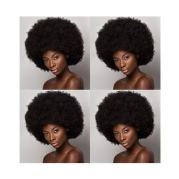 beautiful hairstyle soft Malaysian Hair afro African American short kinky curly Simulation Human Hair curly natural wig for ladies