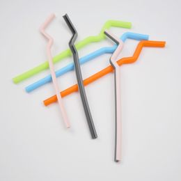 Silicone Foldable Straws Reusable Drinking Straw Non-Toxic Bar Kitchen Detachable Washable Silicone Straws Travel Drinkware 5colors GGA2513